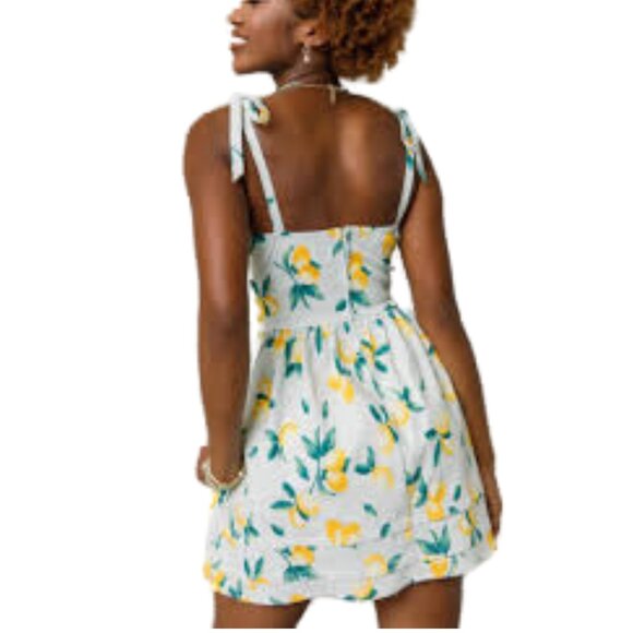 Francesca’s Leslee Lemon Print Blue Rain Mini Dress SZ S - Picture 3 of 9